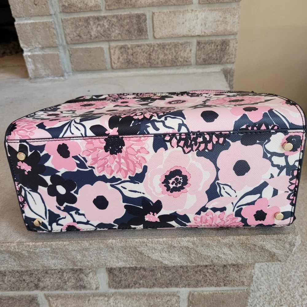 *NWOT* Kate Spade Pink and Black Staci Dahlia Floral Satchel - Picture 8 of 15